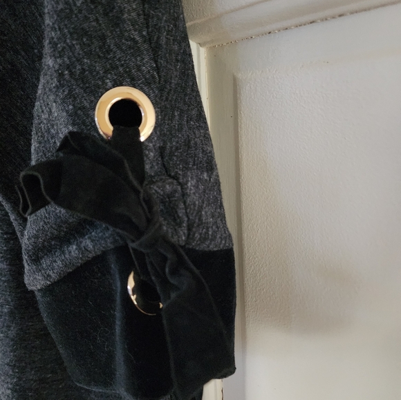 Charter Club Women's Cotton Velvet-Trim Lace-Up Top Deep Black Size Xl - Picture 5 of 6